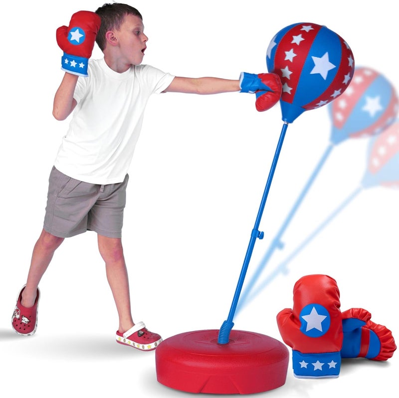 Klevly Punching Bag for Kids Ages 3-8 Yrs | Kids Punching Bag with Boxing Gloves | Height Adjustable | Ideal Christmas and Birthday Gift | Boys Toys Age 3 4 5 6 7 8 - Image 1